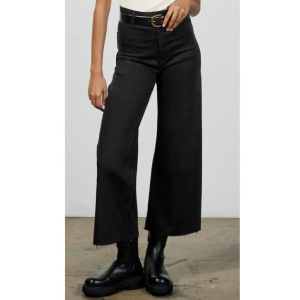 Zara high-waisted wide leg pants jeans black size 4